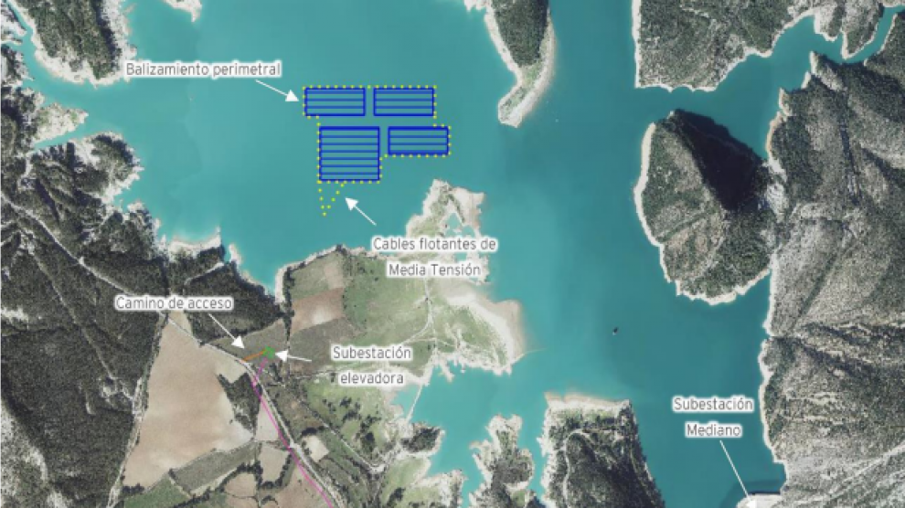 Proyecto para la instalación de un parque de placas fotovoltaicas en el embalse de Mediano.