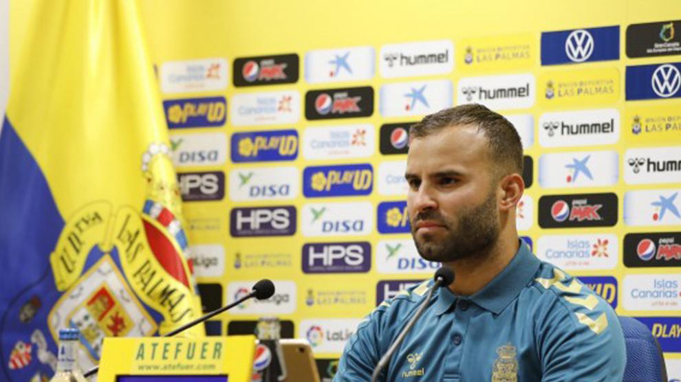 Jesé, durante la rueda de prensa que ofreció el jueves en Las Palmas.