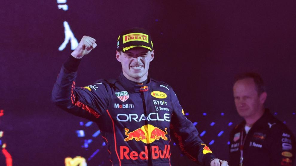 Max Verstappen celebrando su victoria