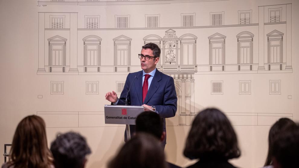 El ministro de Presidencia Félix Bolaños, tras la reunión con la consellera de Presidencia de la Generalitat