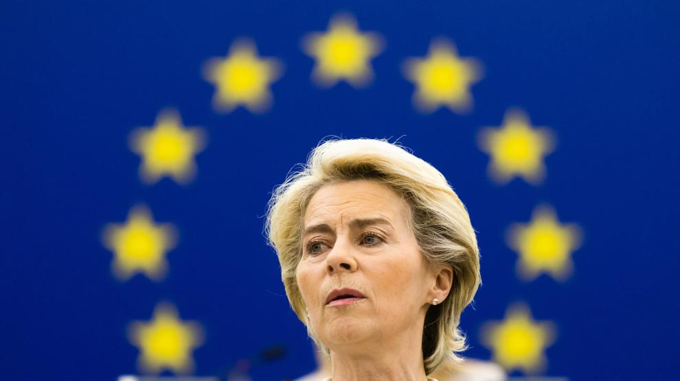 La presidenta de la Comisión Europea, Ursula von der Leyen, ante el Parlamento Europeo este miércoles