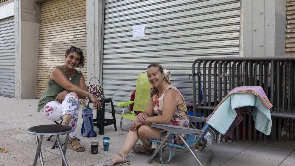 Olga Alquézar y Carmen Rodríguez, el miércoles en La Romareda.