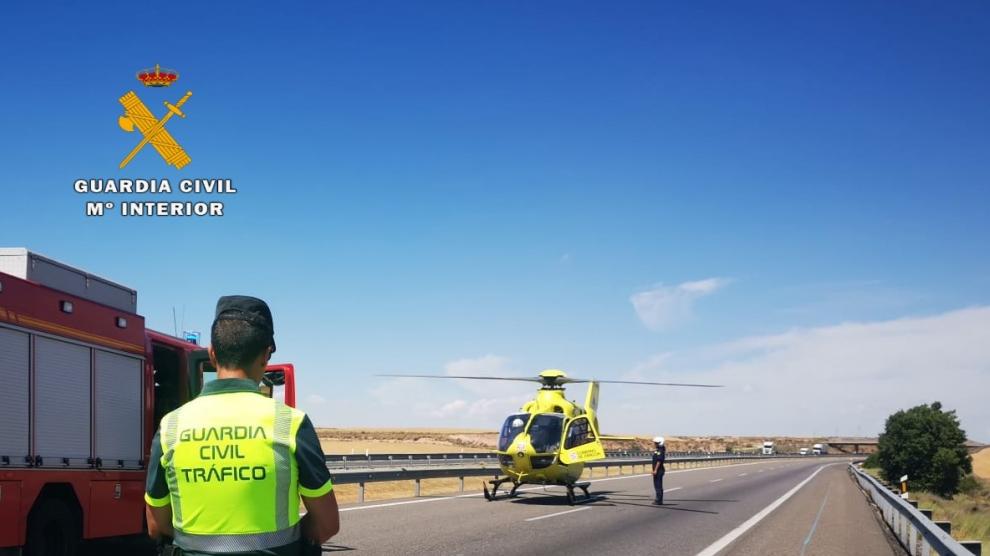 Un accidente de circulación en Torrente de Cinca obliga a cortar un tramo de la AP-2