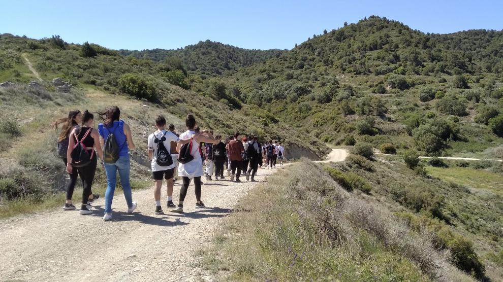 Una de las visitas guiadas a los vestigios de la guerra civil en la Sierra de Alcubierre.