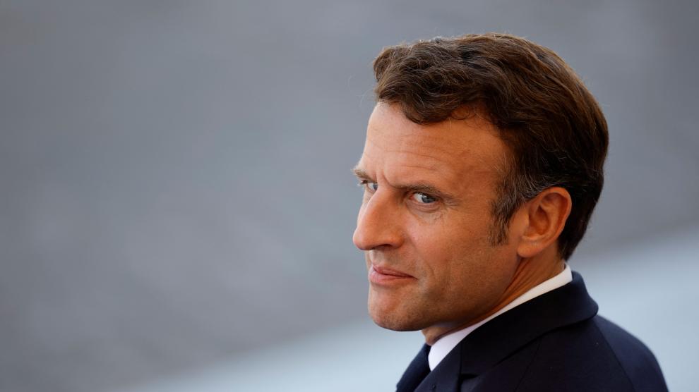 El Presidente francés Emmanuel Macron este jueves en la celebración nacional del Día de la Bastilla en París, Francia.