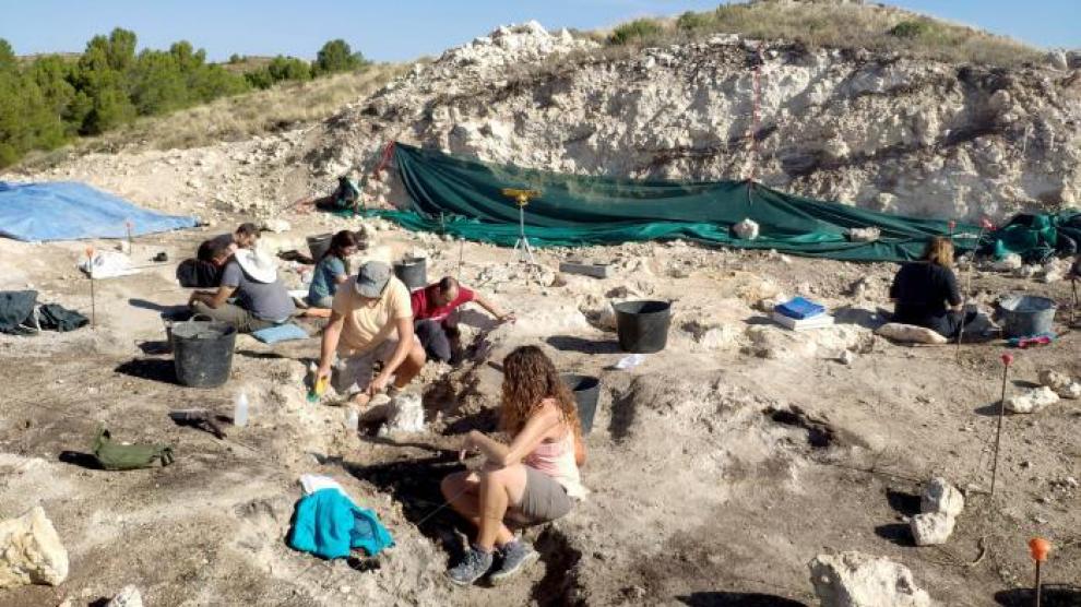 Excavación del yacimiento de fósiles La Gloria de Teruel.
