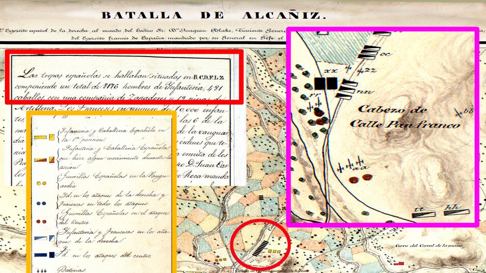 El mapa de la batalla de Alcañiz.