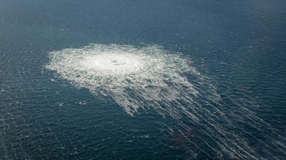 Fuga de las tuberías de Nord Stream 2 en el mar Báltico.