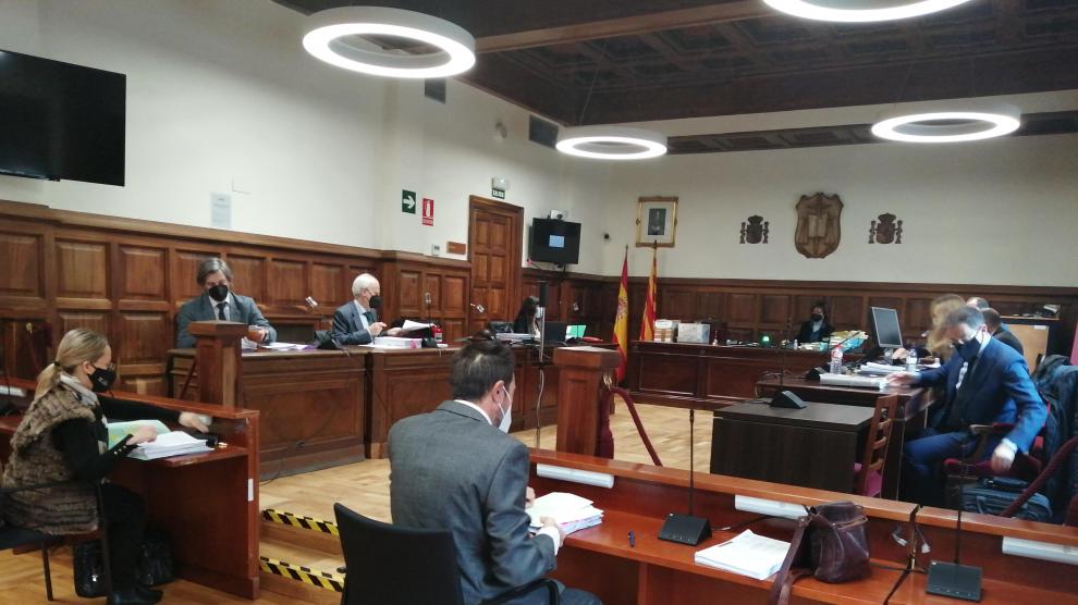 Imagen del juicio que tuvo lugar en Teruel el 9 de febrero de 2021 por el derrumbe de Pui Pinos.