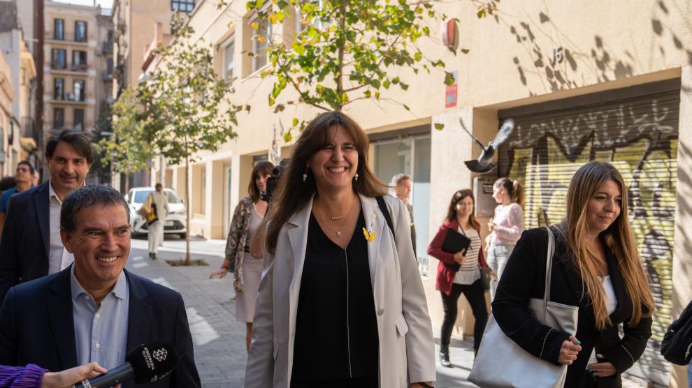 Borrás al salir de la reunión ejecutiva de Junts, este lunes.