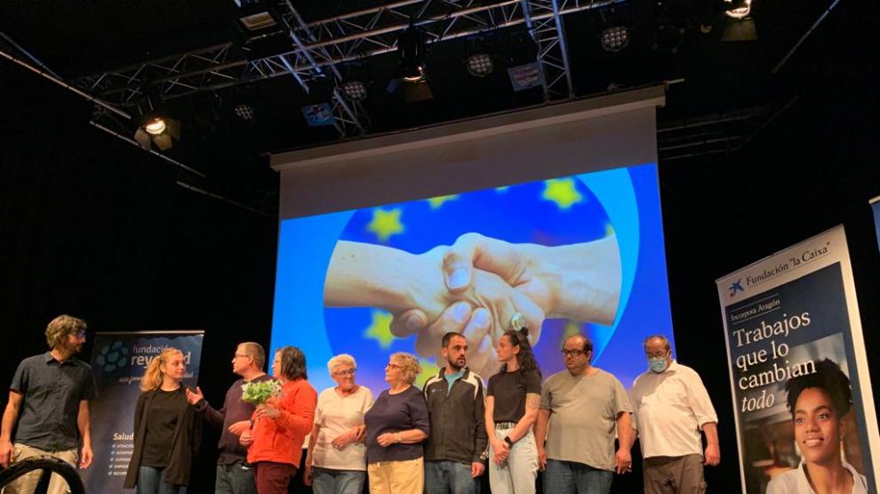 Obra de teatro durante las jornadas, una colaboración entre usuarios de Espacio Visiones y Teatro Bicho.