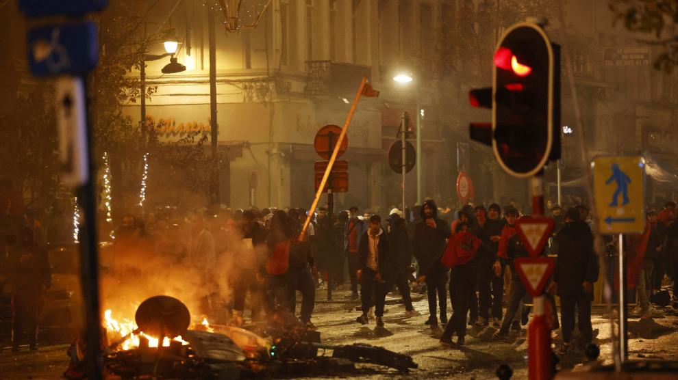 Protestas en Bruselas tras la derrota contra Marruecos en Catar.