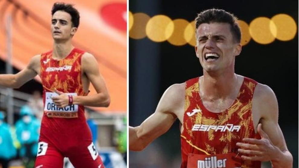Pol Oriach y Carlos Mayo, con los colores de la selección española.