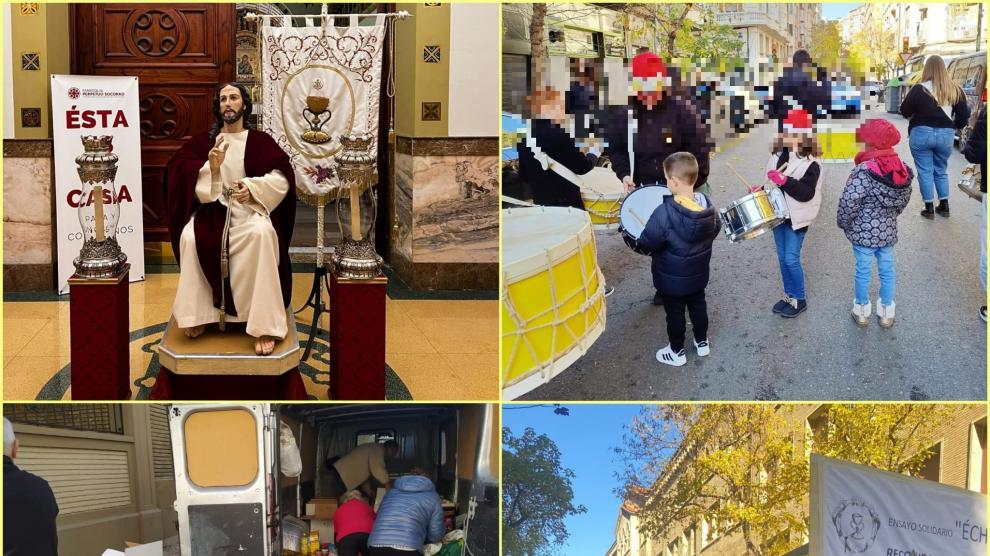 La Cofradía de la Sagrada Eucaristía de Zaragoza reúne 2.800 kilos de alimentos.