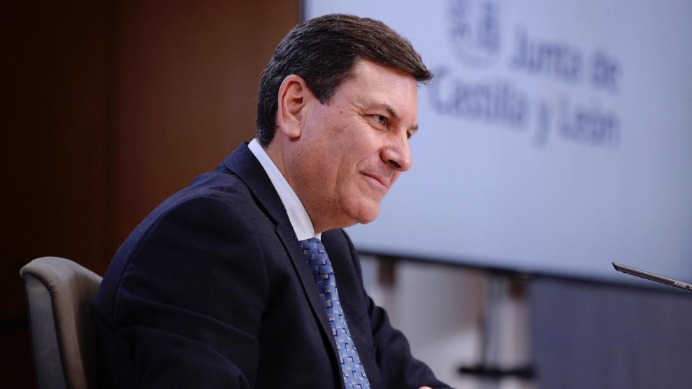 Carlos Fernández Carriedo en la rueda de prensa en Valladolid tras la reunión del Consejo de Gobierno.