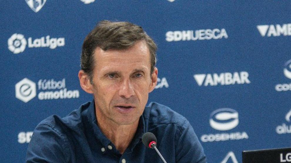 Cuco Ziganda, durante la rueda de prensa previa al partido con el Mirandés.