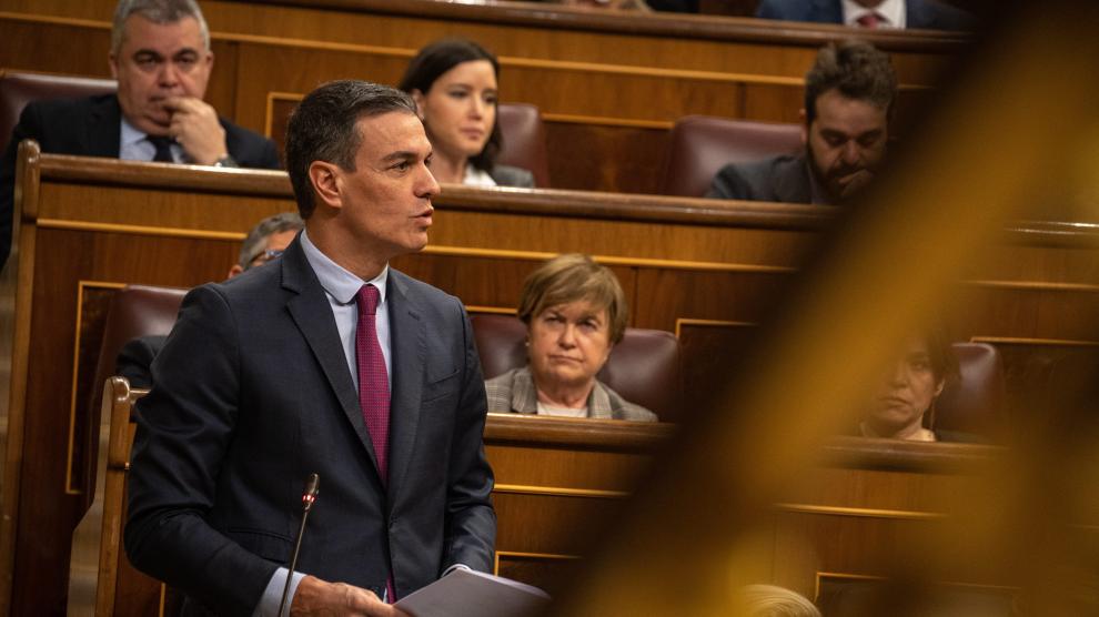 Pedro Sánchez interviene durante una sesión de control al Gobierno, en el Congreso de los Diputados.