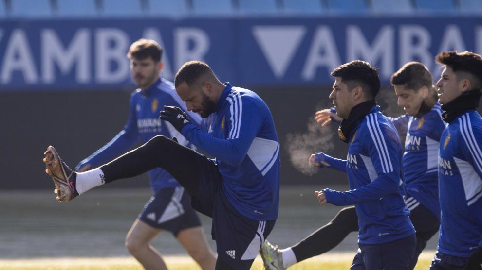 Bebé, en el entrenamiento previo al partido contra el Alavés.