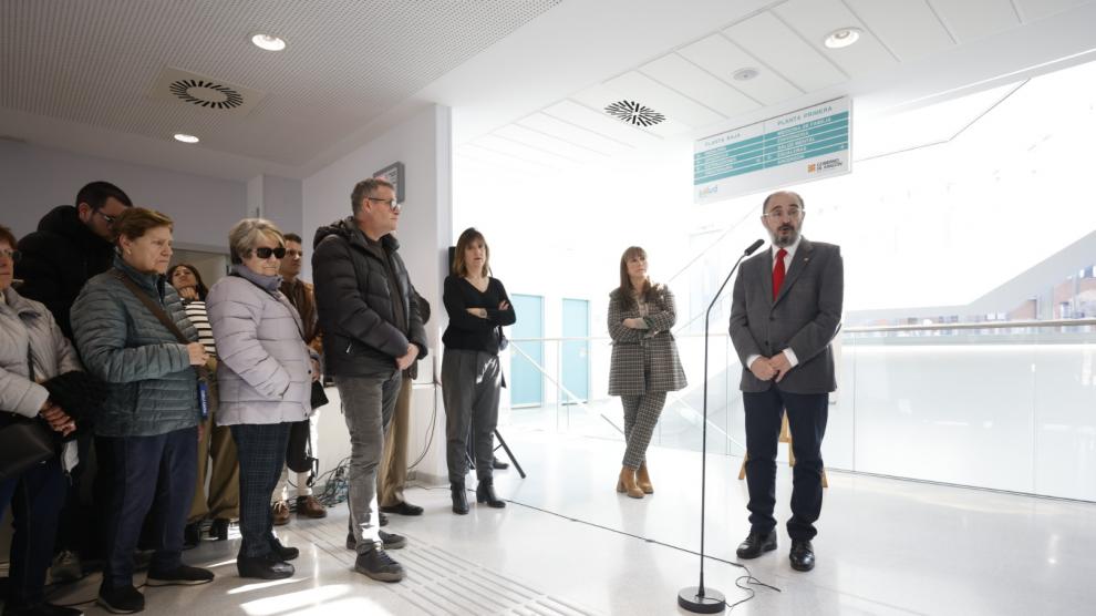 El presidente de Aragón, en el nuevo centro de salud del Barrio Jesús, este viernes.