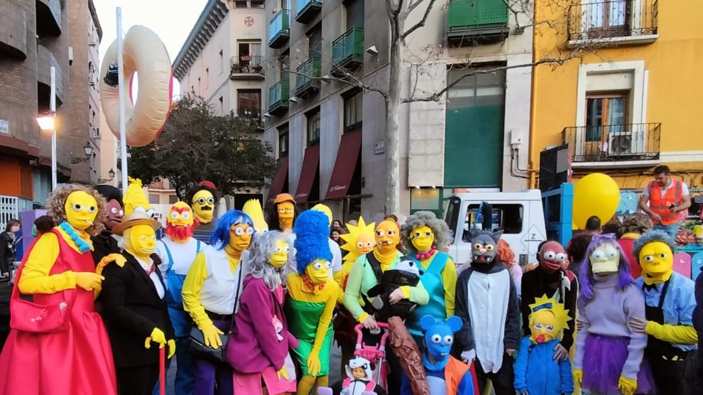 La familia Simpson en el Carnaval de Zaragoza 2023.