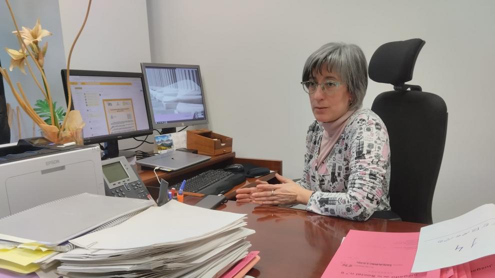 Ana Igea, en su despacho del Juzgado de lo Social número 6 de Zaragoza.