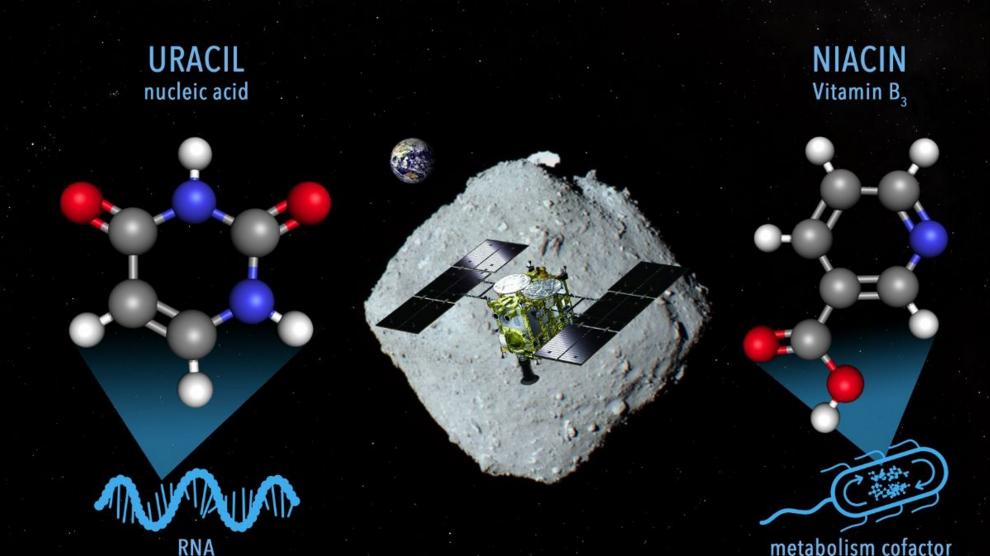 Una imagen conceptual para el muestreo de materiales en el asteroide Ryugu