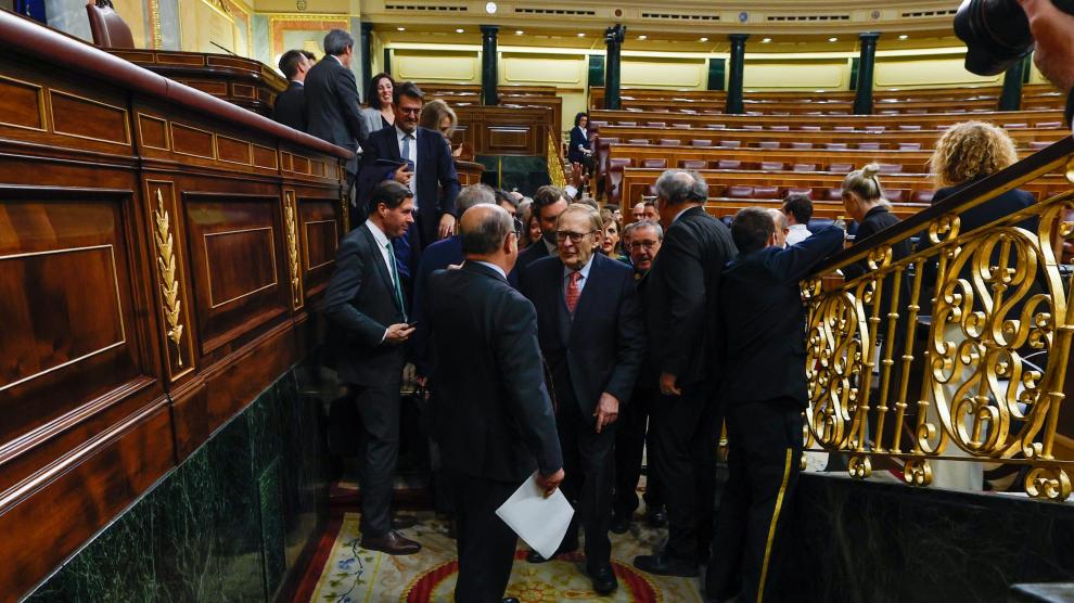 Ramón Tamames, tras conocerse el fracaso de la moción de censura que él ha defendido.