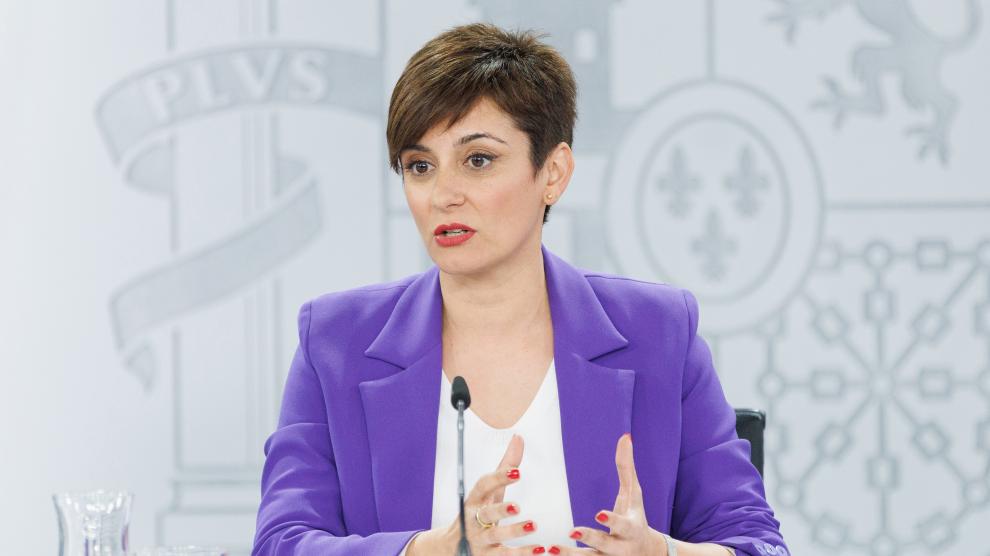 La ministra Portavoz y de Política Territorial, Isabel Rodríguez, durante una rueda de prensa posterior a la reunión del Consejo de Ministros.