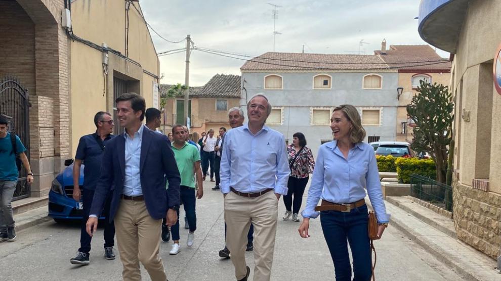 Ramón Celma, Jorge Azcón y Marta Pardo, en Mallén
