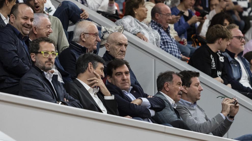 Reynaldo Benito, en el palco del pabellón Príncipe Felipe durante el partido ante el Girona.