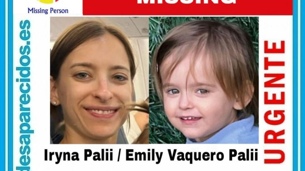 Imagen de la madre, Iryna, y la niña, Emily, desaparecidas