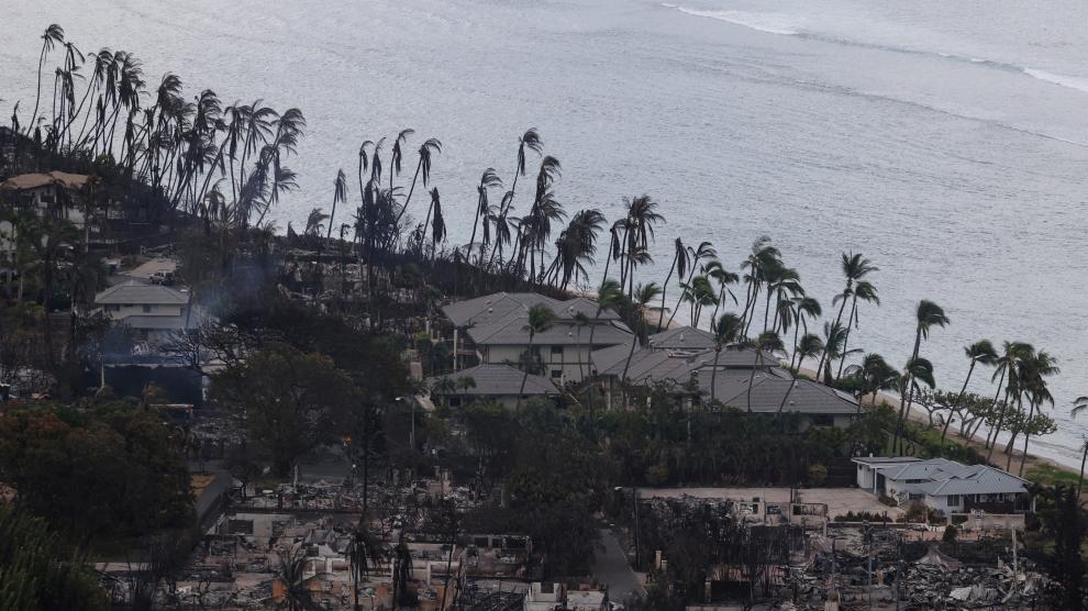 A view of damage cause by wildfires in Lahaina, Maui, Hawaii, U.S. August 10, 2023, in this creengrab obtained from a social media video. Senator Brian Schatz via Instagram/via REUTERS THIS IMAGE HAS BEEN SUPPLIED BY A THIRD PARTY. MANDATORY CREDIT. NO RESALES. NO ARCHIVES. HAWAII-WILDFIRES/AFTERMATH