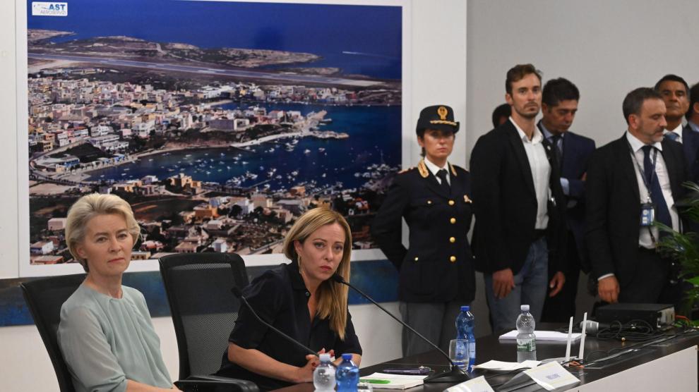 Inmigración: Tensión en Lampedusa durante la visita de Meloni y Von der Leyen