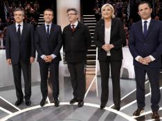 Fillon, Macron, Mélenchon, Le Pen y Hamon.