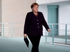 Merkel, en Berlín, momentos antes de sus declaraciones sobre el atentado.