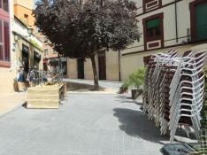 Imagen de archivo de una terraza cerrada en las calles de Huesca