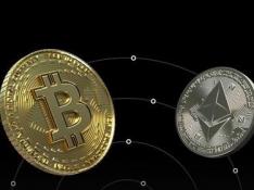 Representación de bitcoin y ethereum.