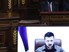 Intervención por videoconferencia del presidente de Ucrania, Volodímir Zelensky en el pleno del Congreso de los Diputados
