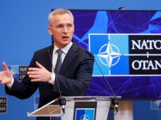 Jens Stoltenberg, secretario general de la OTAN, momentos previos a la reunión de la alianza este martes.