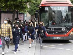 Huelga del bus en Zaragoza. Autobús. Paros. gsc