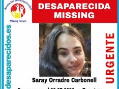Saray Orradre Carbonell desapareció el jueves en Zaragoza.