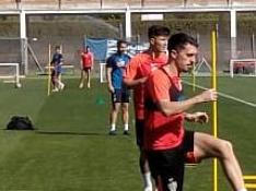 Joaquín, durante el entrenamiento de la SD Huesca de este jueves.