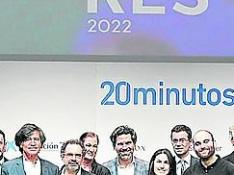 Foto final de la ceremonia de entrega de premios de '20 Minutos', en el Caixaforum de Madrid.