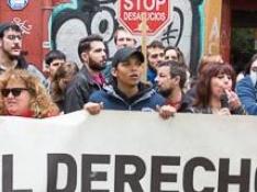 Imagen de archivo de una concentración de la plataforma Stop Desahucios en Zaragoza.