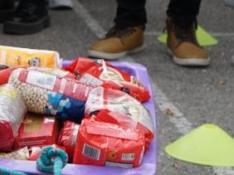 Alimentos recogidos por el colegio Salesianos de Huesca en su semana de la solidaridad.