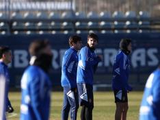 Foto del entrenamiento del Real Zaragoza con rueda de prensa de Fran Escribá