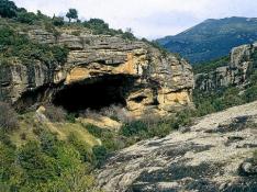 Entrada a la cueva, que se encuentra en Bastarás, en la sierra de Guara.