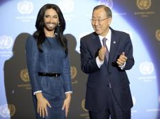 ​Ban Ki-moon y Conchita Wurst, juntos contra la homofobia