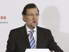 Mariano Rajoy durante un desayuno informativo este lunes.