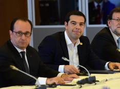 Hollande, Tsipras y Rajoy reunidos en Bruselas.